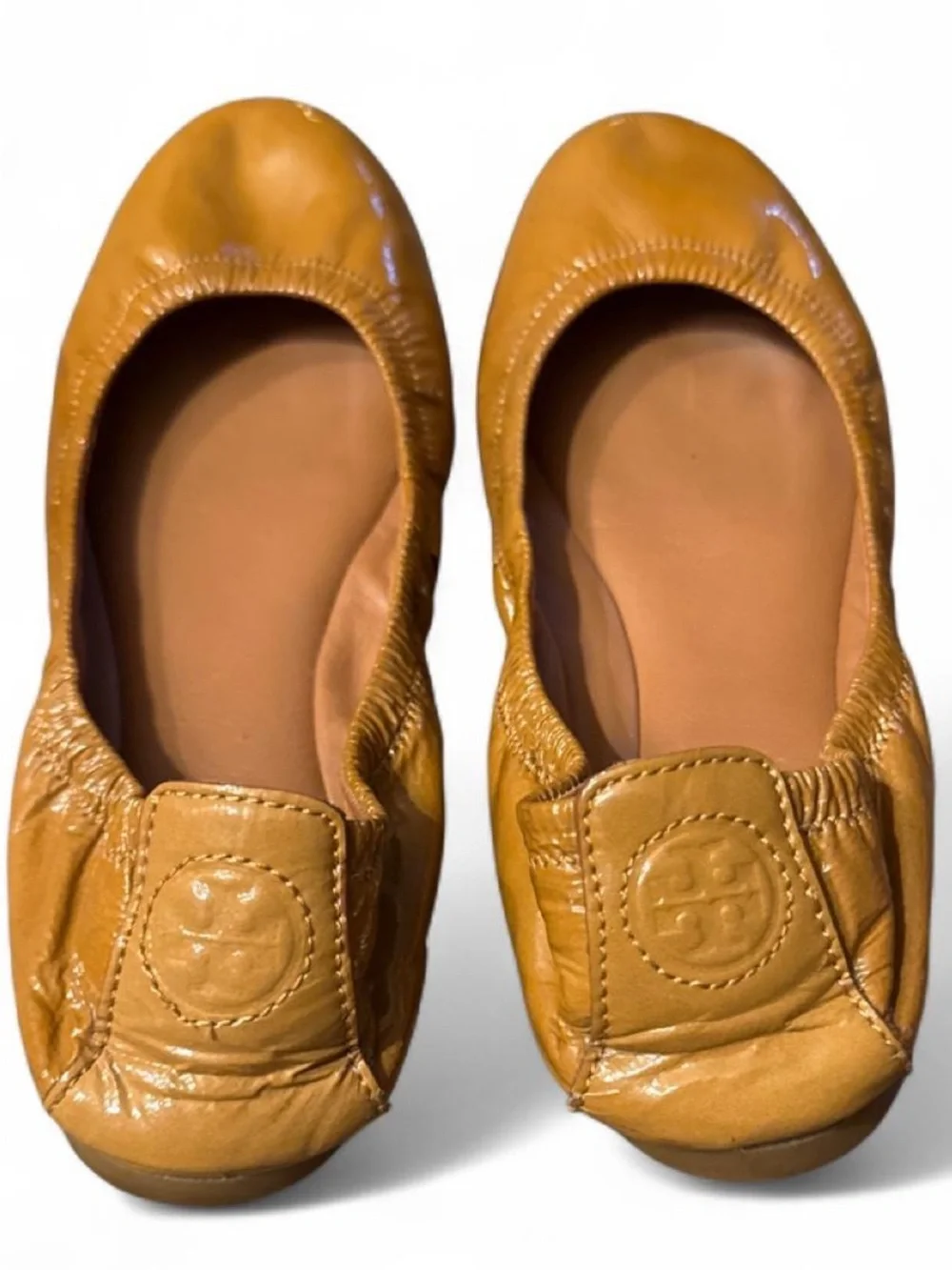 Tory Burch Leather Ballet Flats in Camel Brown - Women